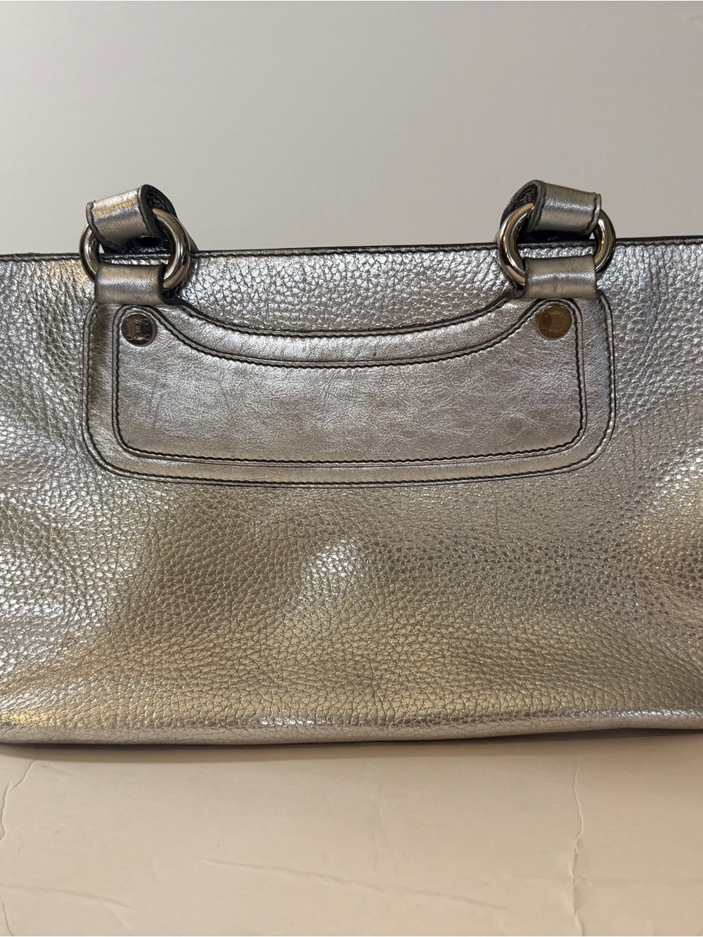 Celine Metallic Silver Pebbled Leather Boogie Tote - Picture 4 of 16